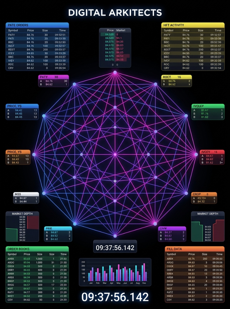 HFT Dashboard — Order flow network visualization